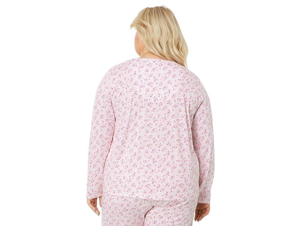 Plus Size Cardigan Jersey Knit Pajama Set Product Image