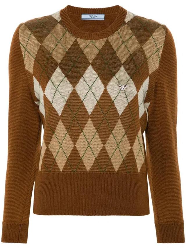 Pullover Mit Argyle-strickmuster In Brown Product Image