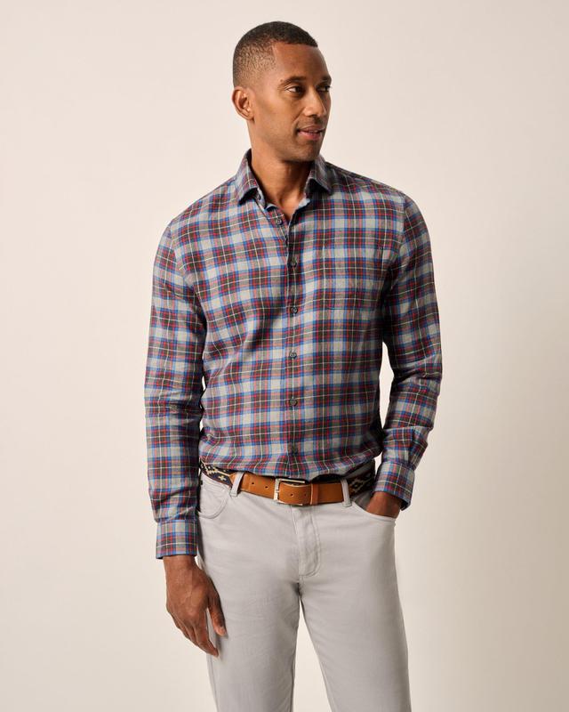 johnnie-O Tucked Cotton Blend Button Up Shirt - Gerrard Product Image