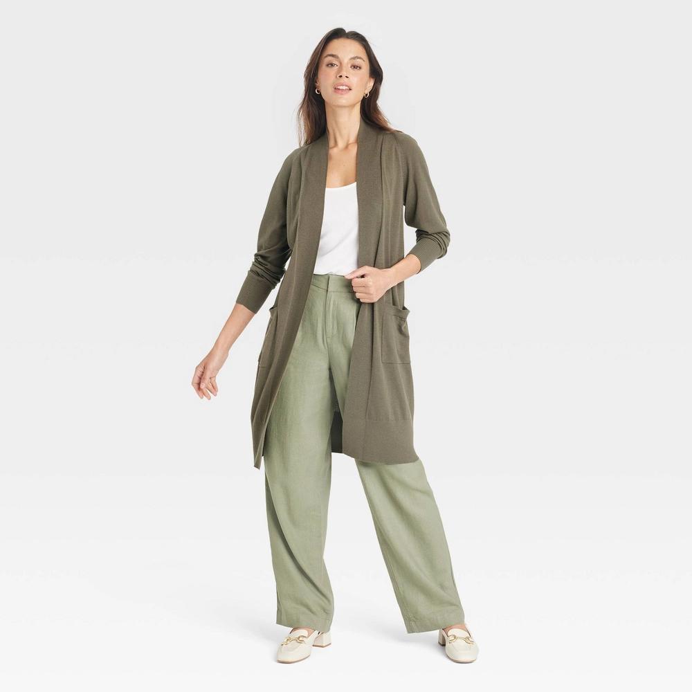 Women's Duster Cardigan - A New Day™ Olive M Product Image