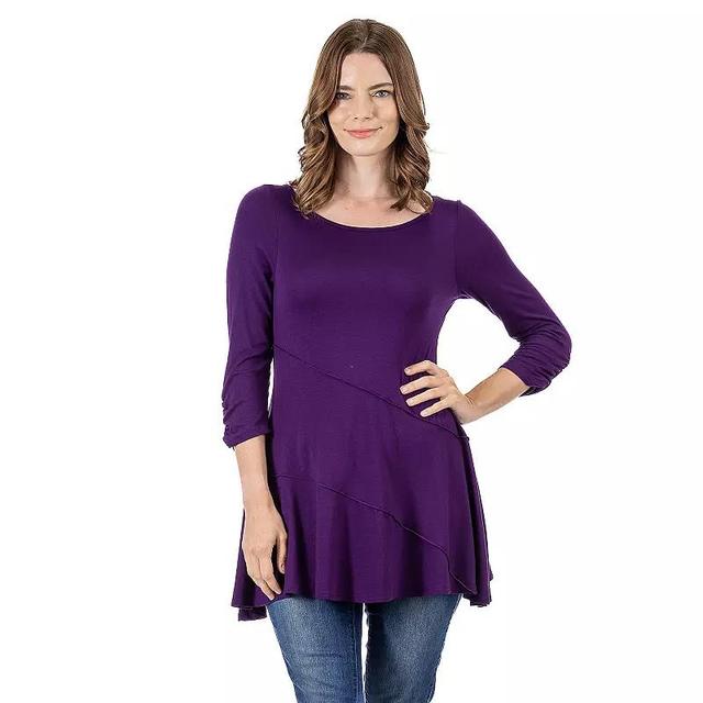 Womens 24Seven Comfort Apparel Ruched Swing Tunic Top Red Product Image