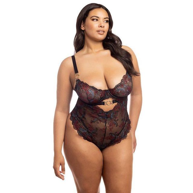 Oh La La Cheri Azalea Embroidered Mesh Underwire Teddy Product Image