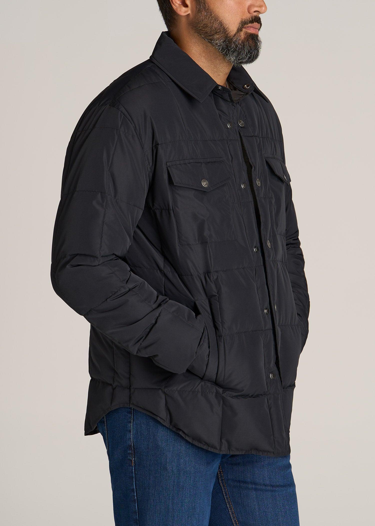 LJ&S Puffer Shirt Jacket for Tall Men in Black Product Image