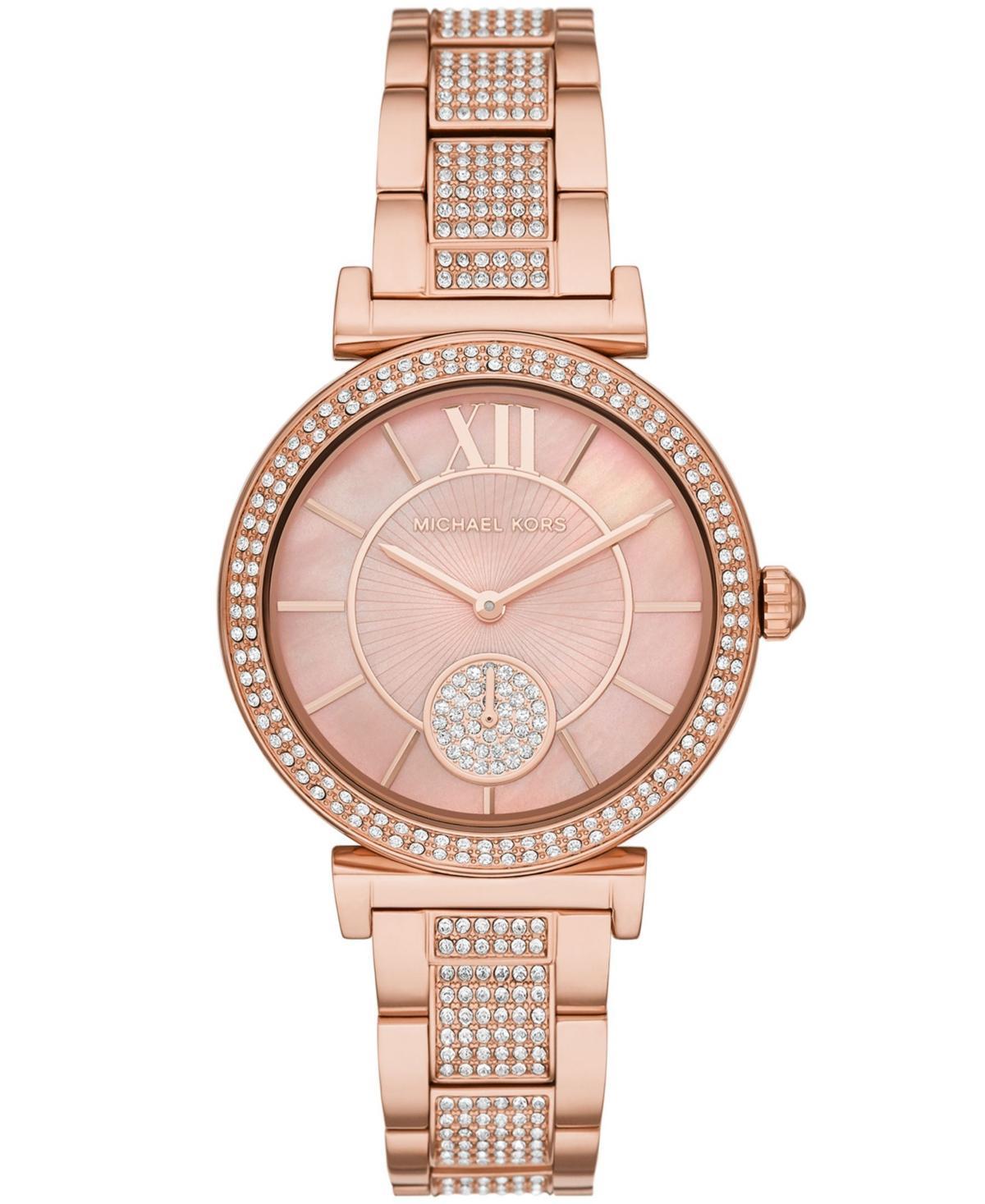 Michael Kors Womens Abbey Rose Gold-Tone Stainless Steel Bracelet Watch 36mm Product Image