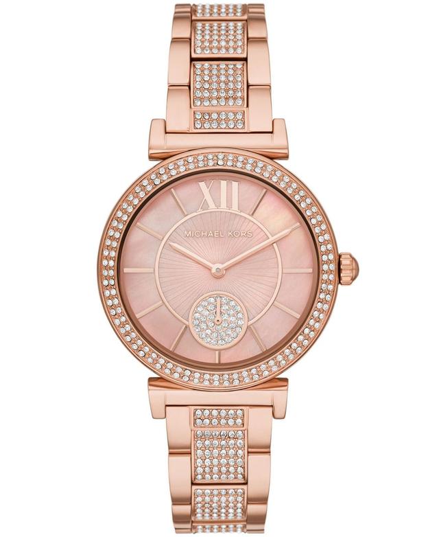 Michael Kors Womens Abbey Rose Gold-Tone Stainless Steel Bracelet Watch 36mm Product Image