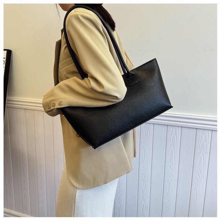 Plain Faux Leather Tote Bag product image