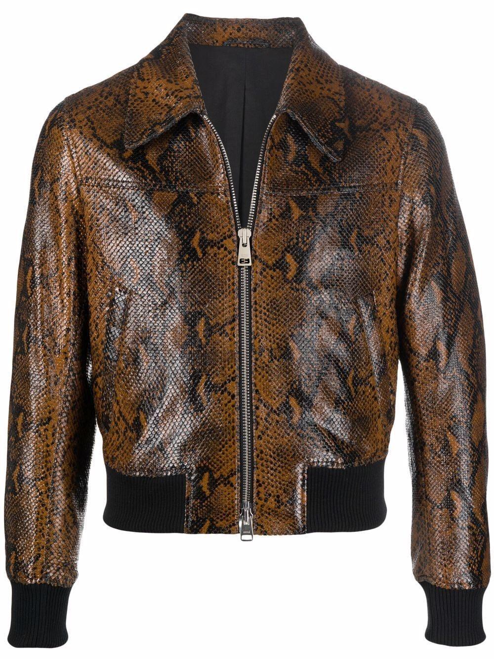 snakeskin effect zip-up jacket Product Image