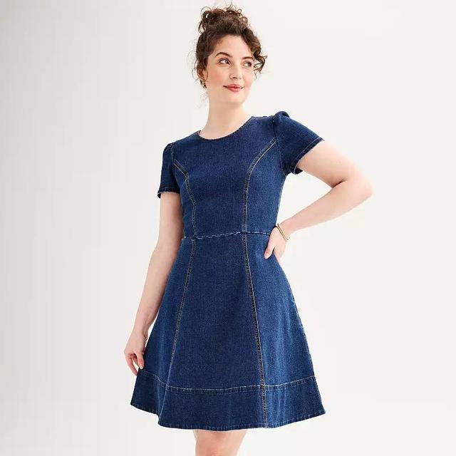 Womens Draper James Short Sleeve Circle Dress Dark Blue Product Image