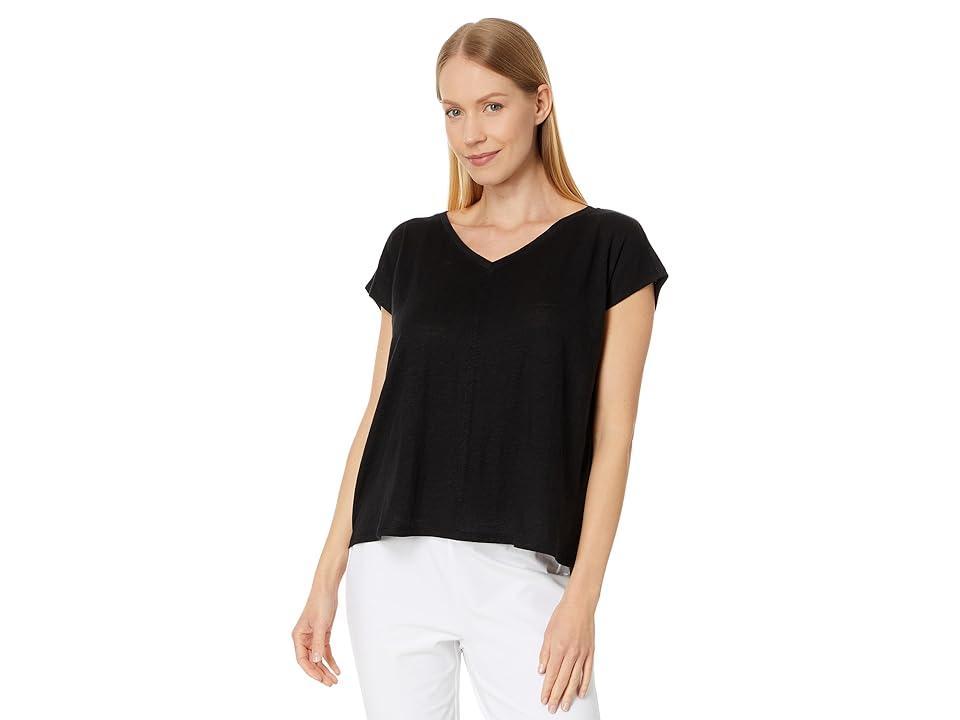 Eileen Fisher V-Neck Organic Linen T-Shirt Product Image