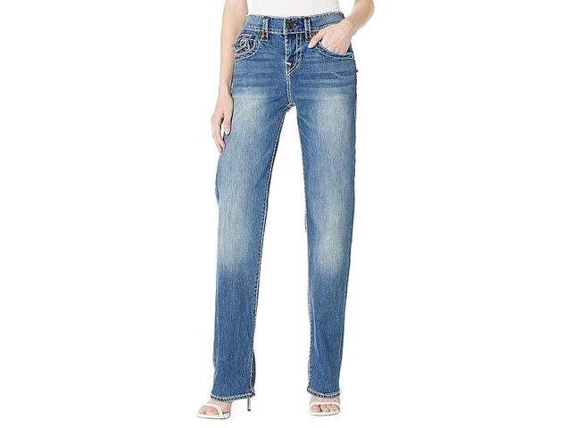 True Religion Ricky Relaxed Straight Flap Super T in Medium Wash (Medium Wash) Women's Jeans Product Image