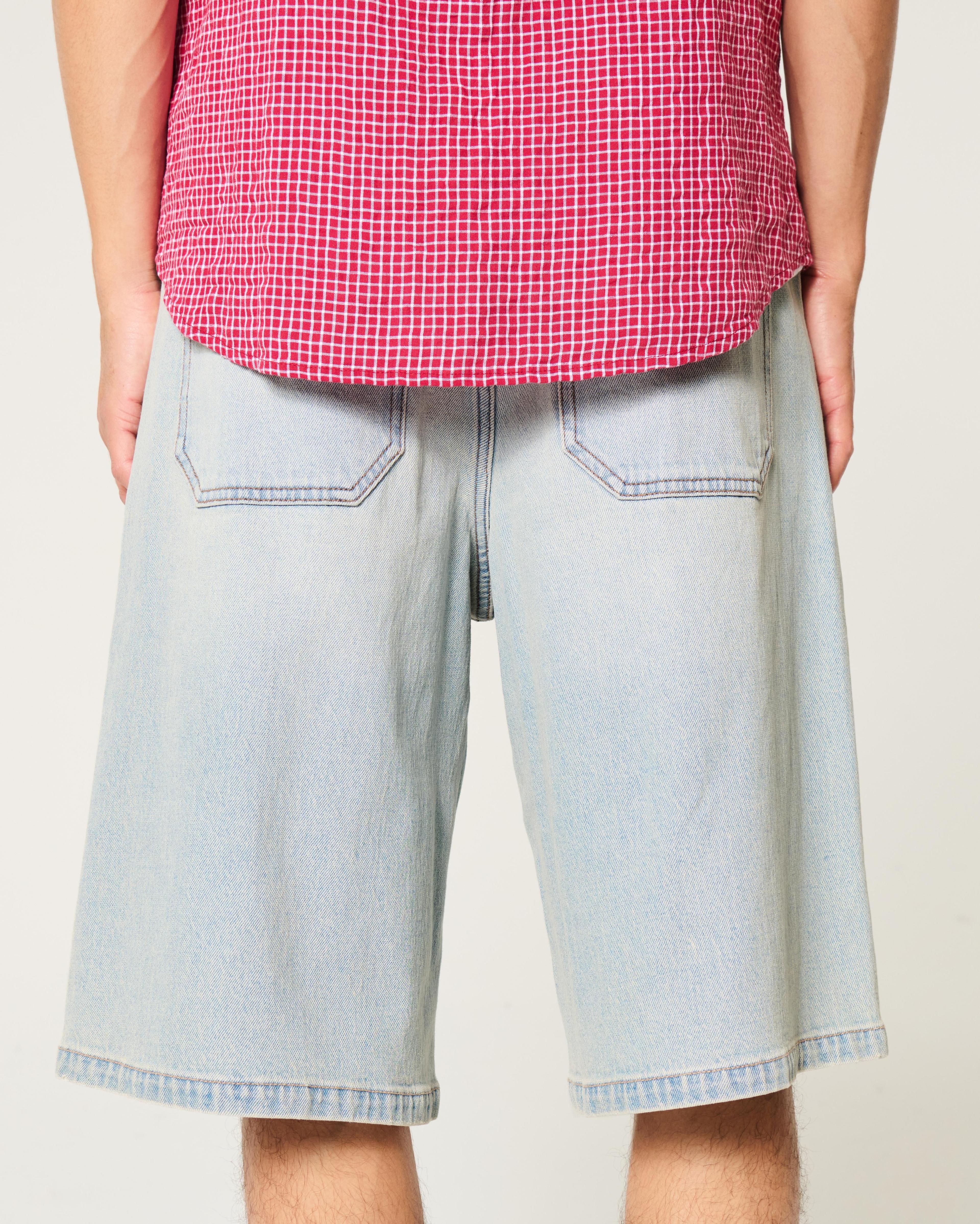 Medium Wash Super Baggy Denim Cargo Shorts Product Image