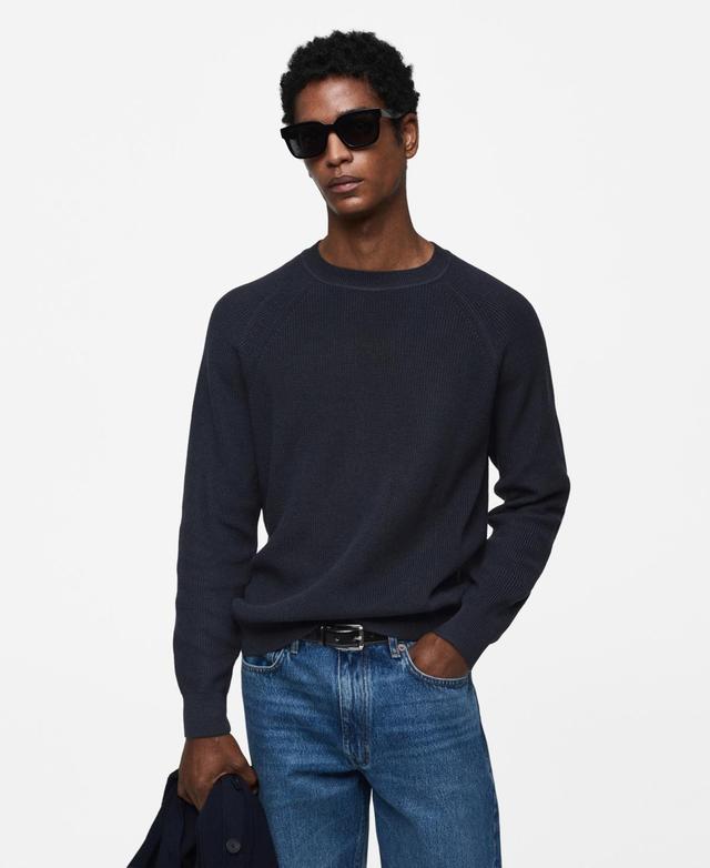 MANGO MAN - Ribbed round-neck sweater dark navyMen Product Image