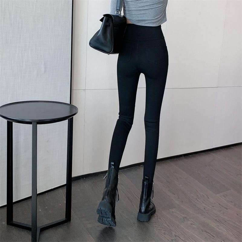 High Rise Plain Skinny Pants Product Image