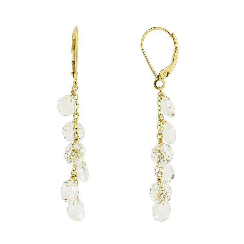 Jewelmak 14k Gold White Topaz Dangle Earrings, Womens Product Image