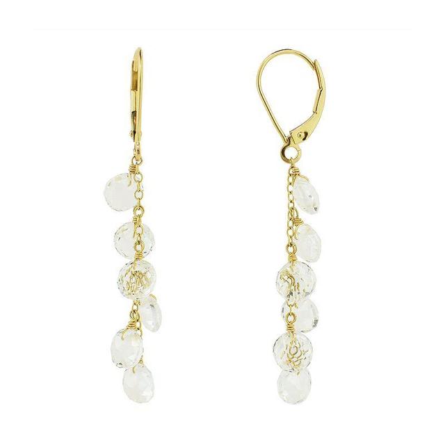 Jewelmak 14k Gold White Topaz Dangle Earrings, Womens Product Image