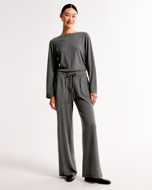 Lounge Off-The-Shoulder Long-Sleeve Jumpsuit Product Image