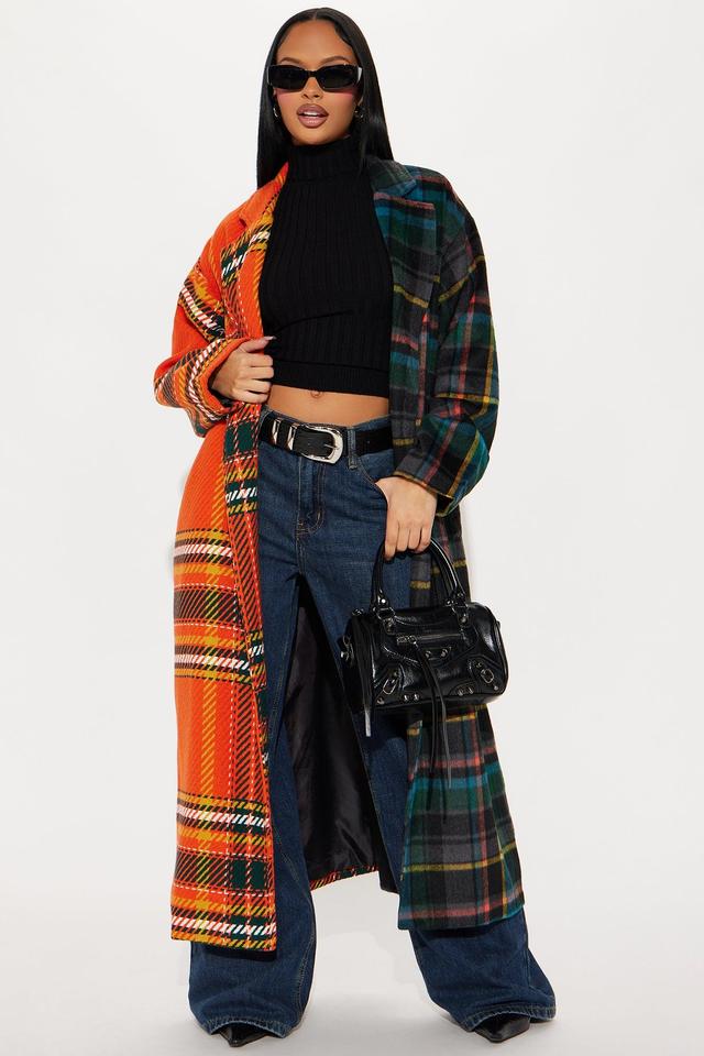 Indecisive Mood Plaid Trench - Multi Color Product Image