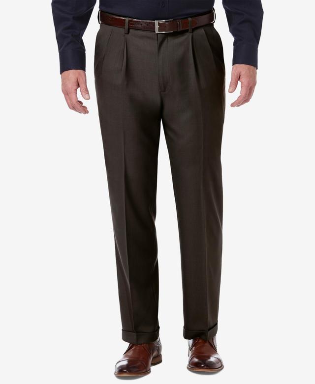 Haggar Mens Premium Comfort Stretch Classic-Fit Solid Pleated Dress Pants Product Image