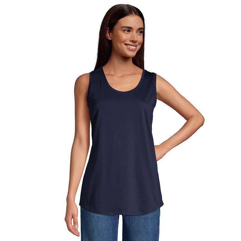 Petite Lands End Supima Cotton Scoopneck Tunic Tank Top, Womens Product Image