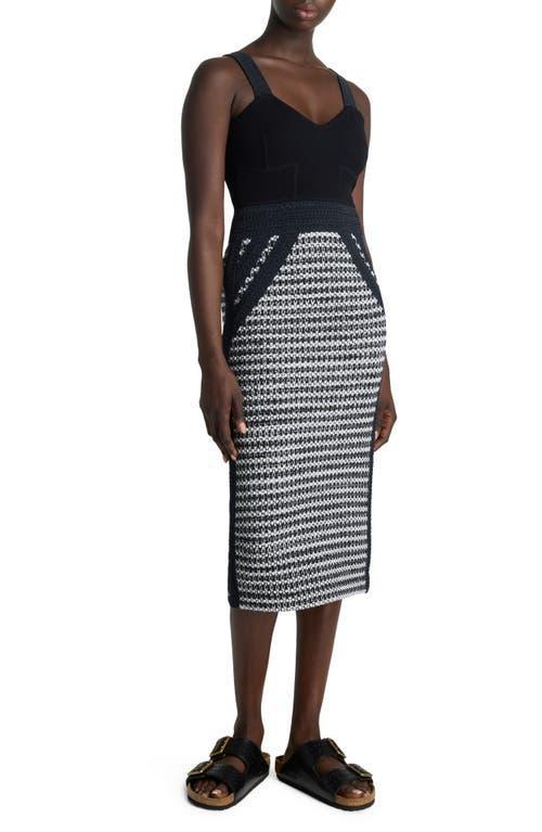 St. John Collection Bicolor Mixed Knit Midi Dress Product Image