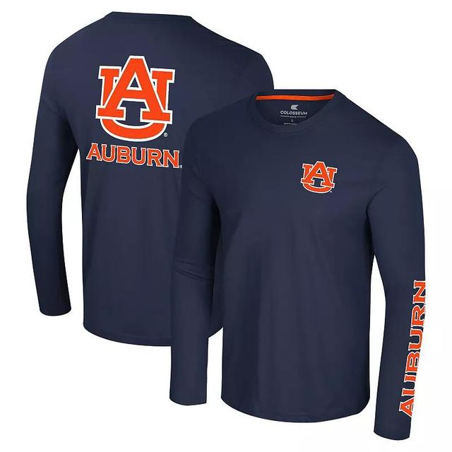 Mens Colosseum Auburn Tigers Logo Lockup 3-Hit Active Blend Long Sleeve T-Shirt Blue Product Image