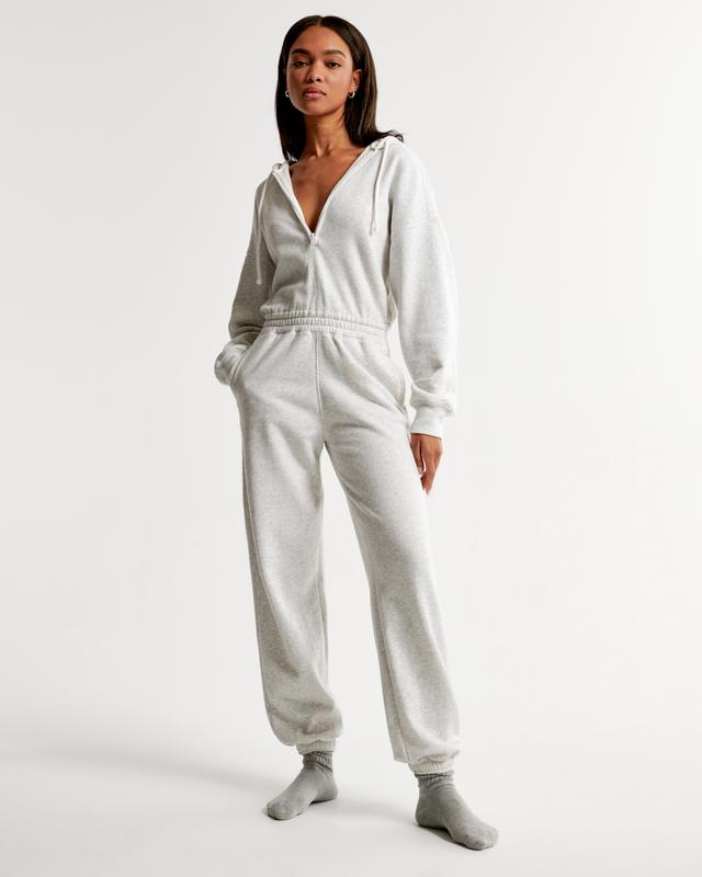 Long-Sleeve Hooded Fleece Jumpsuit Product Image