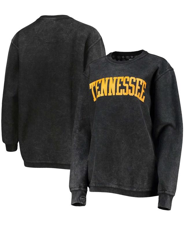 Womens Black Tennessee Volunteers Comfy Cord Vintage-Like Wash Basic Arch Pullover Sweatshirt Product Image