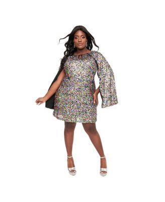 Plus Size Cape Sleeve Shift Dress Product Image