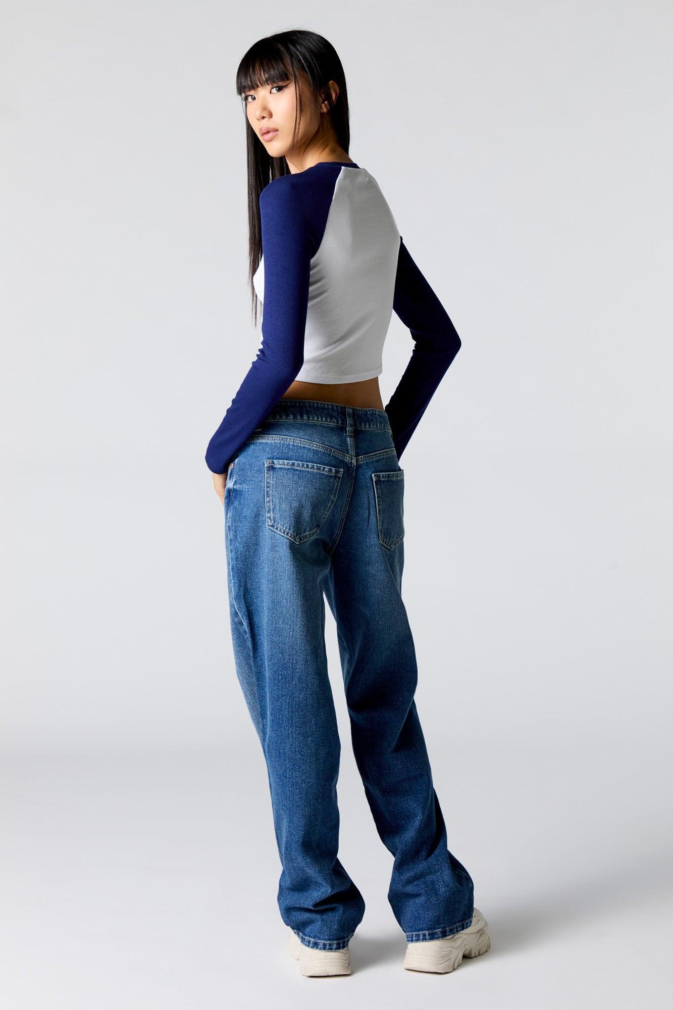 Dark Wash Slouchy Straight Leg Jean Female Product Image