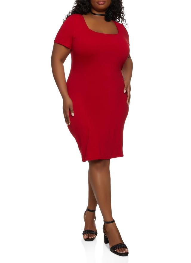 Womens Plus Size Square Neck Midi Dress Product Image