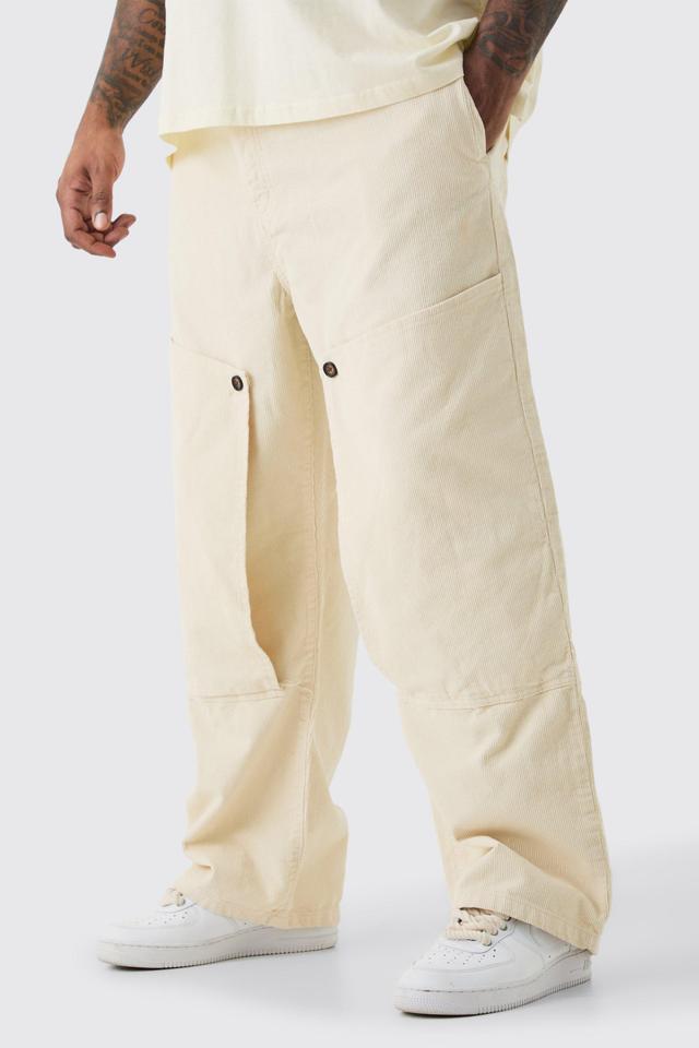 Plus Fixed Waist Cord Relaxed Carpenter Trouser | boohooMAN USA Product Image