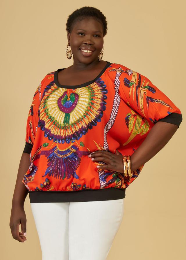 Plus Size Feather Dolman Sleeved Blouse Ashley Stewart Product Image