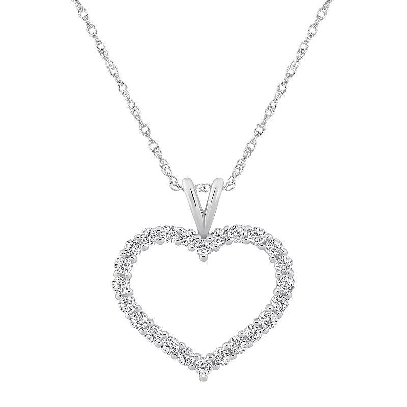 Alyson Layne 14k Gold 3/4 Carat T.W. Diamond Heart Pendant Necklace, Womens 14k Rose Gold Product Image