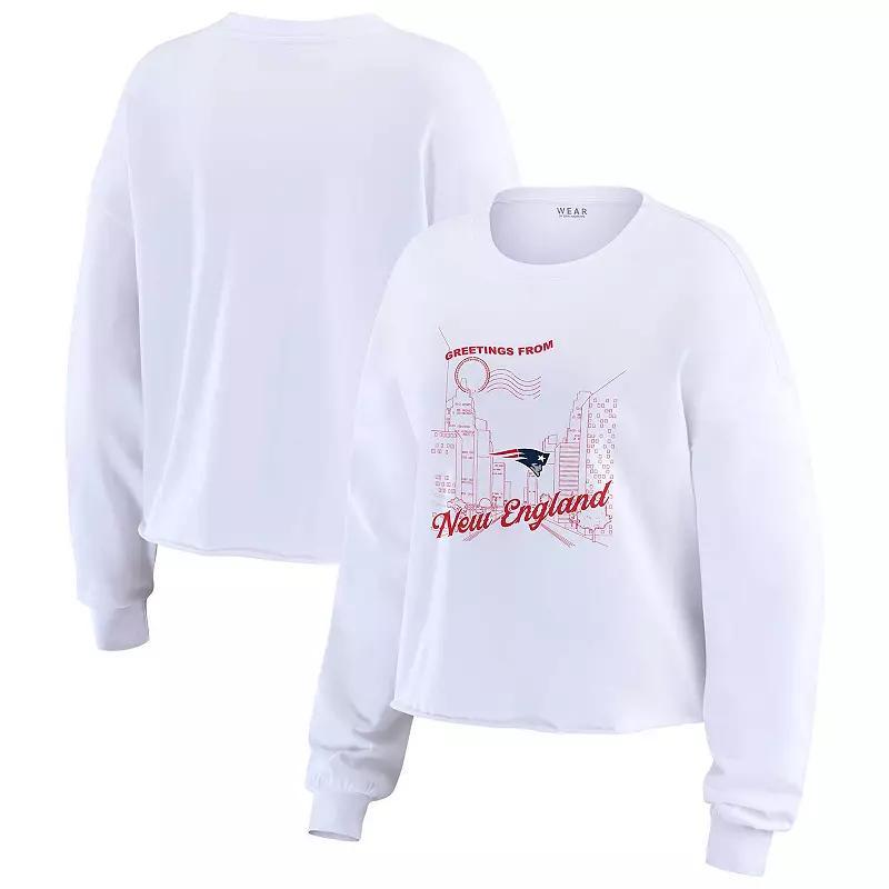 Womens WEAR by Erin Andrews New England Patriots Postcard Cropped Long Sleeve Top Product Image