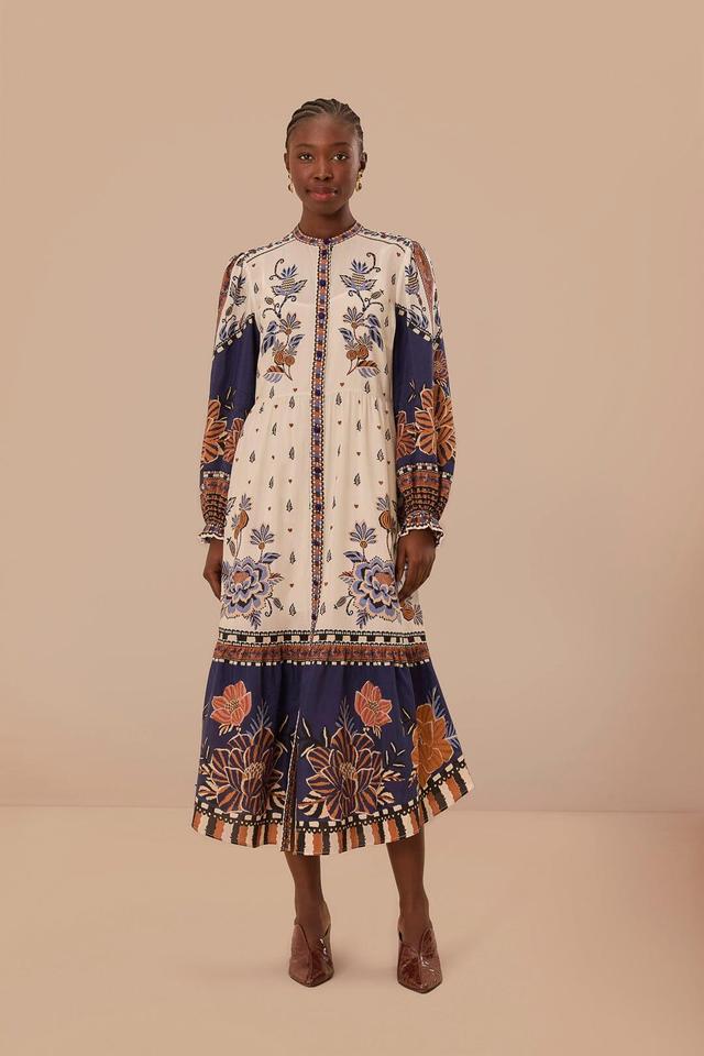 Off-White Ainika Maxi Floral Long Sleeve Midi Dres Product Image