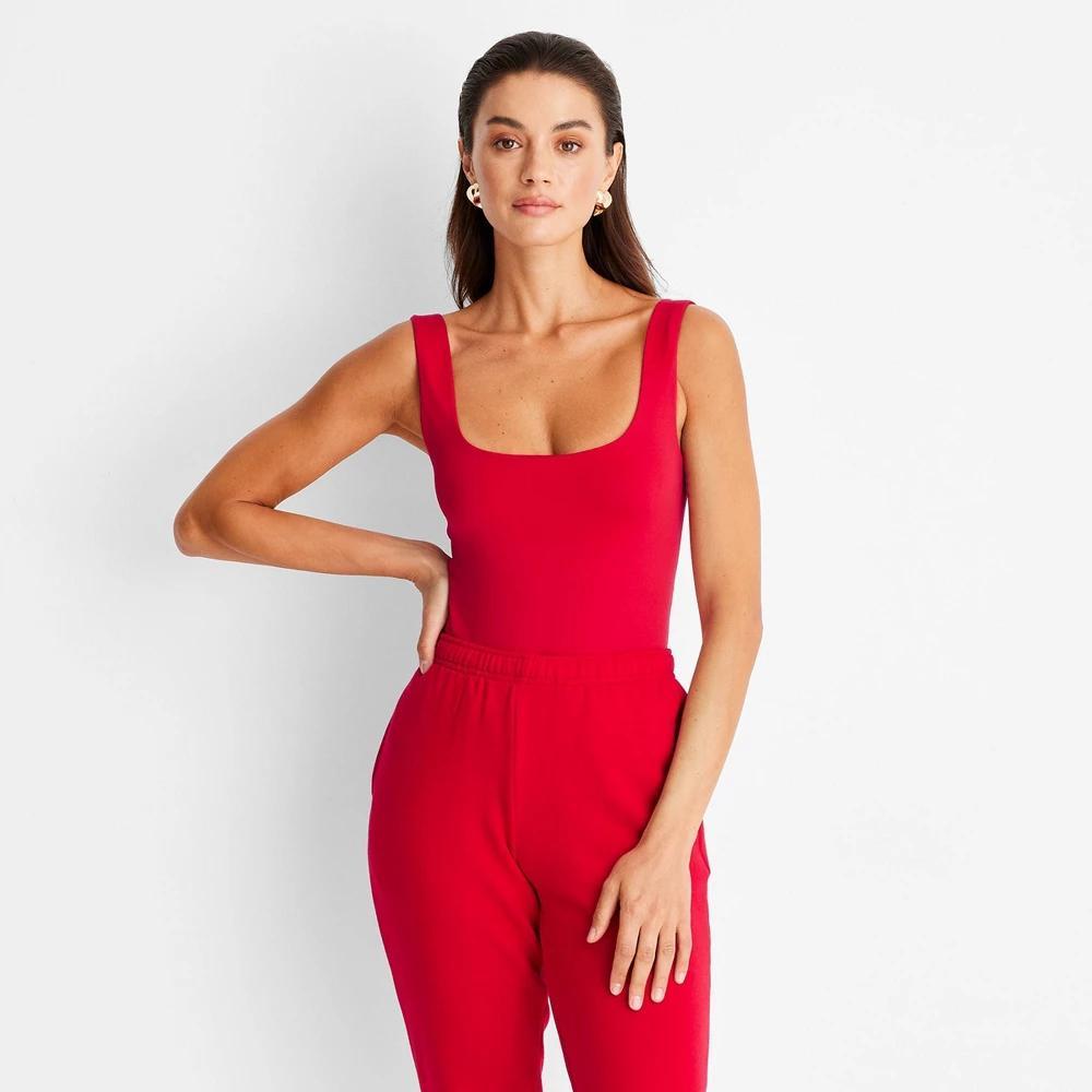 Womens Seamless Tank Bodysuit - A New Day Red Product Image