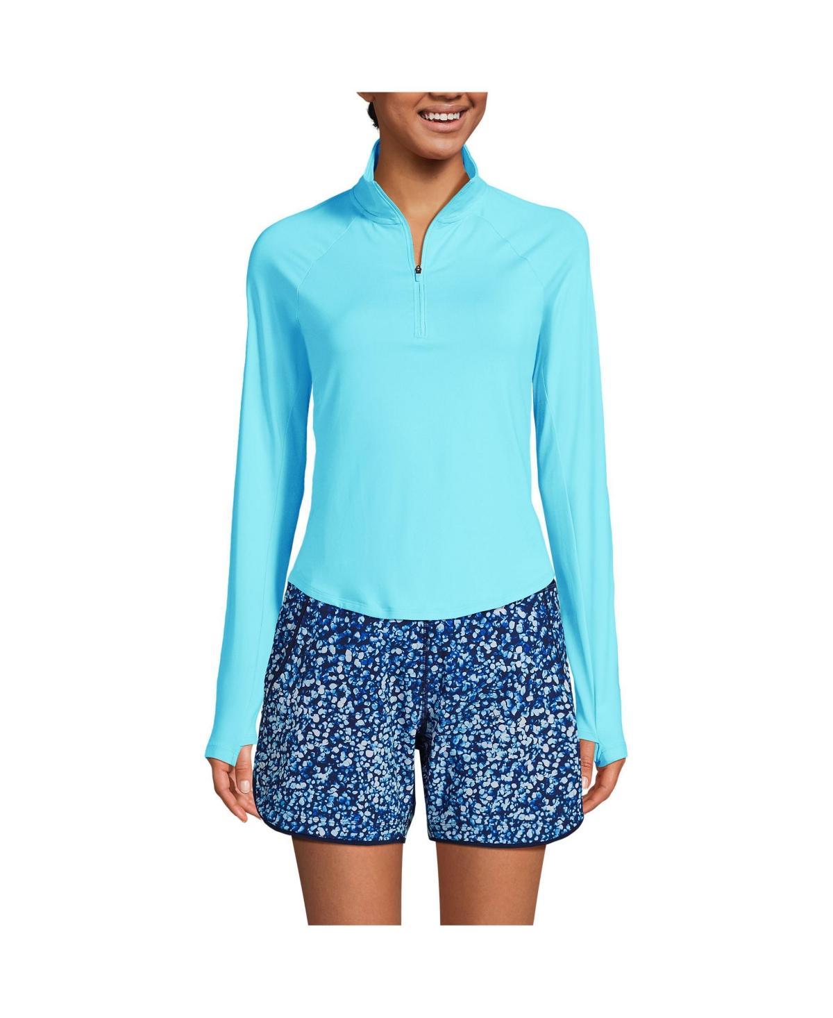 Womens Lands End Quarter-Zip Long Sleeve UPF 50 Swim Cover-Up Rash Guard Product Image