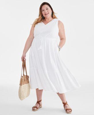 Plus Size Sleeveless Cotton Maxi Dress, Created for Macy's  Product Image