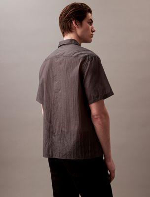 Solid Nylon Button-Down Shirt Product Image