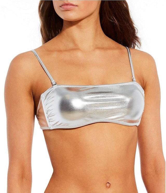 GB Liquid Platinum Metallic Bandeau Swim Top Product Image