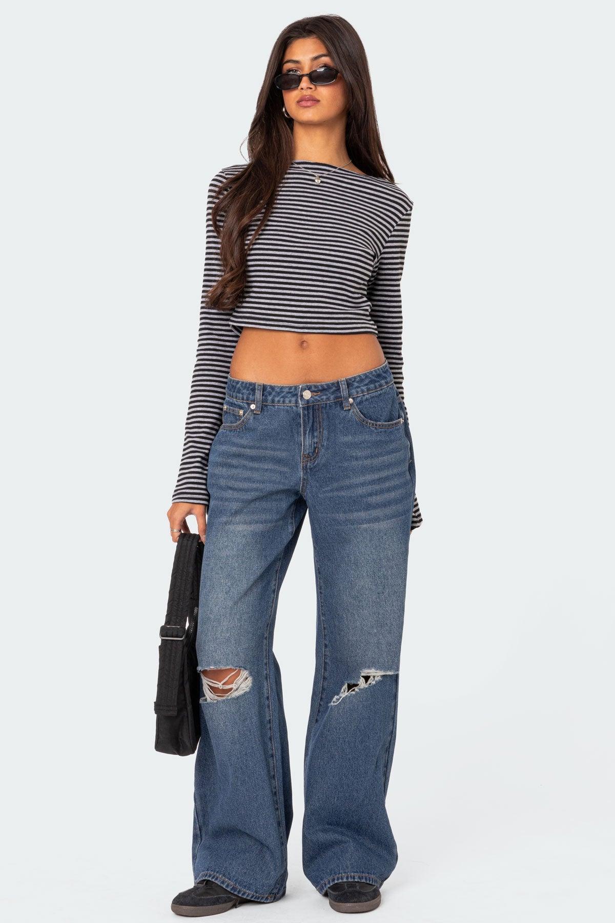 Debbie Distressed Low Rise Jeans Product Image