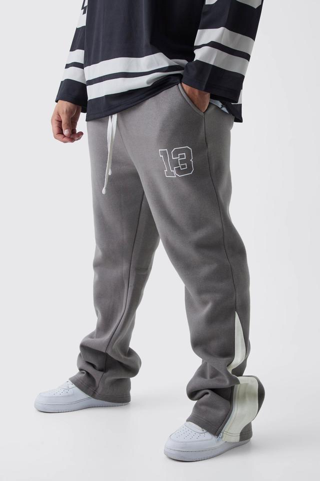 Plus Slim Flared Varsity Gusset Sweatpants | boohooMAN USA Product Image