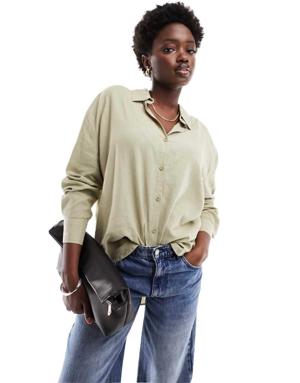 Cotton On oversized shirt in khaki  Product Image