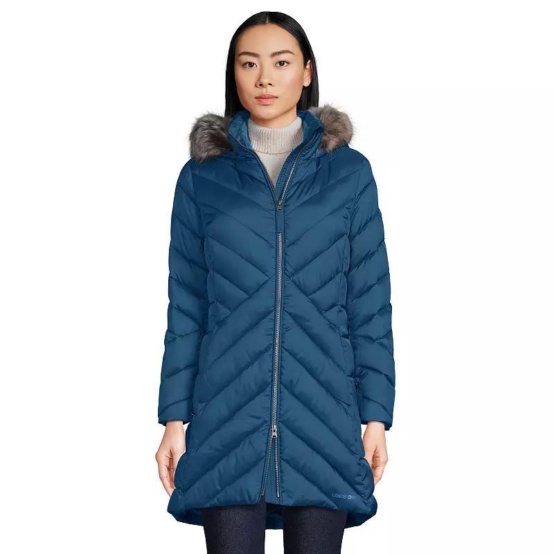 Womens Lands End Insulated Plush Lined Winter Coat Blue Product Image