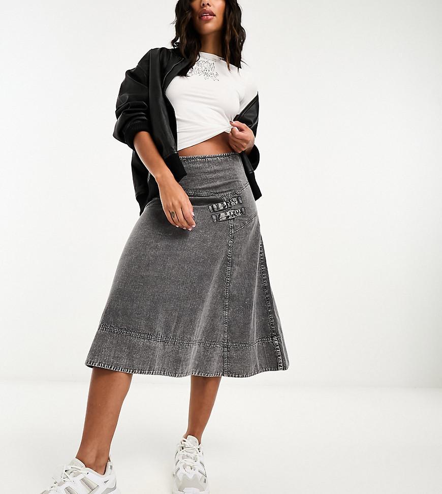 Reclaimed Vintage wash twill skirt with buckle detail Product Image