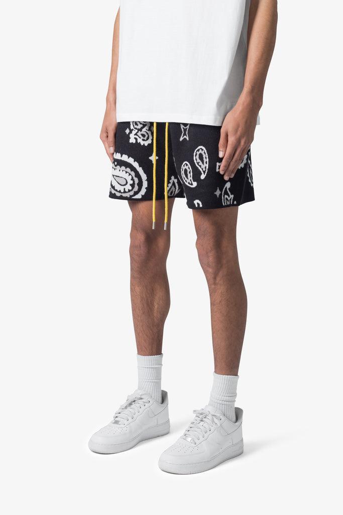 Paisley Knit Shorts - Black Product Image