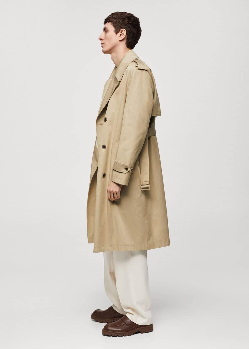 MANGO MAN - Long relaxed-fit cotton trench coat beigeMen Product Image