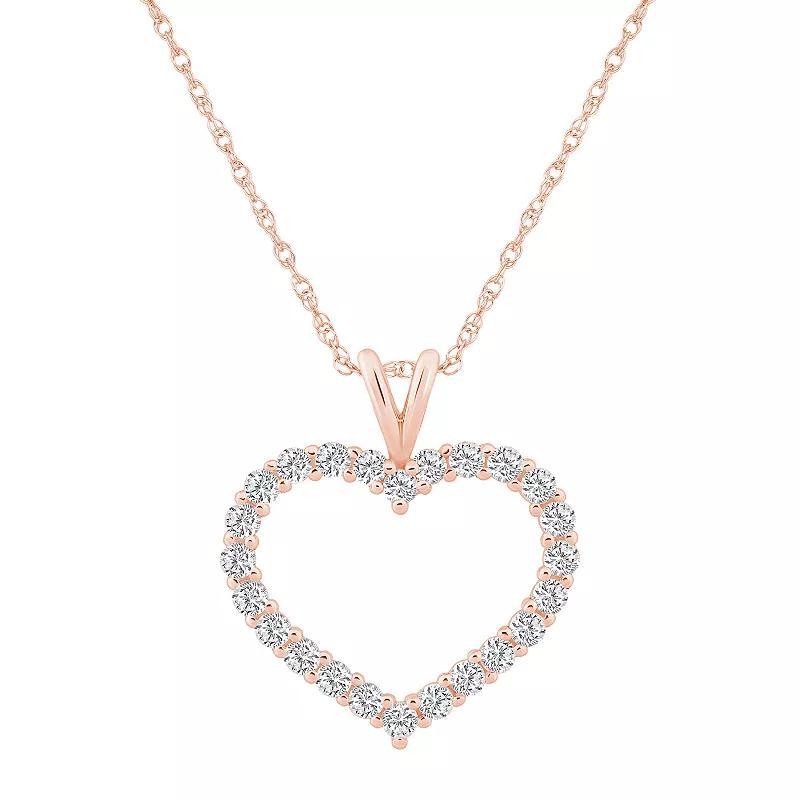 Alyson Layne 14k Gold 3/4 Carat T.W. Diamond Heart Pendant Necklace, Womens Pink Product Image