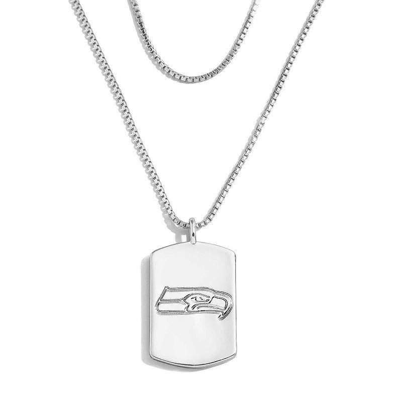 WEAR by Erin Andrews x Baublebar Seattle Seahawks Silver Dog Tag Necklace, Womens Product Image