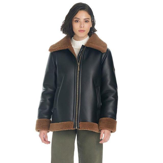 Womens Koolaburra by UGG Motorcycle Shearling Jacket Red Brown Product Image